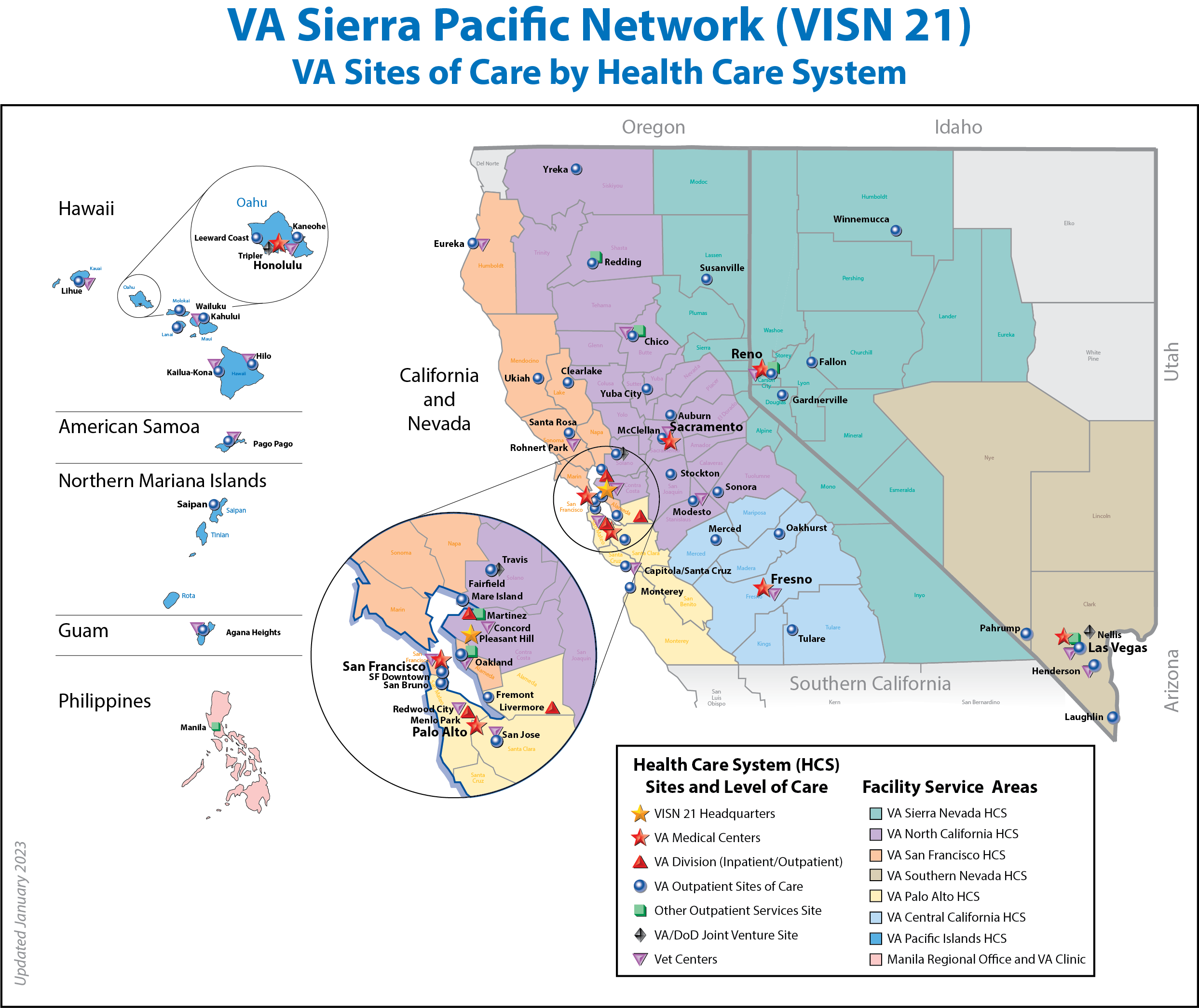 VA Sierra Pacifc Network (VISN 21) Sites of Care by Health Care System